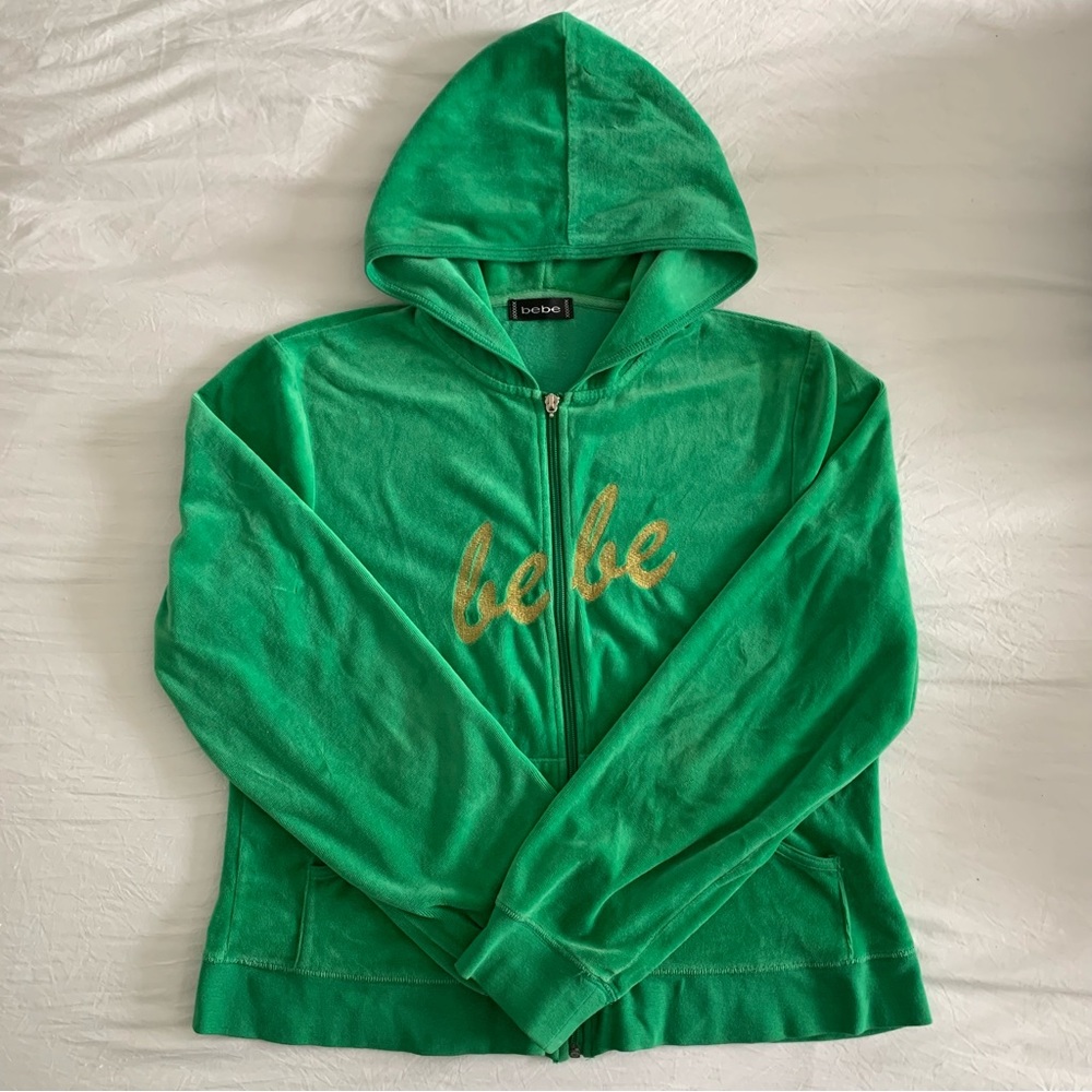 bebe zip up velvet sweater
